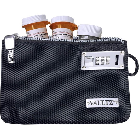 NWT! Vaultz Money Bag with Lock - 7 x 5 x 0.5in Black - Picture 2 of 6